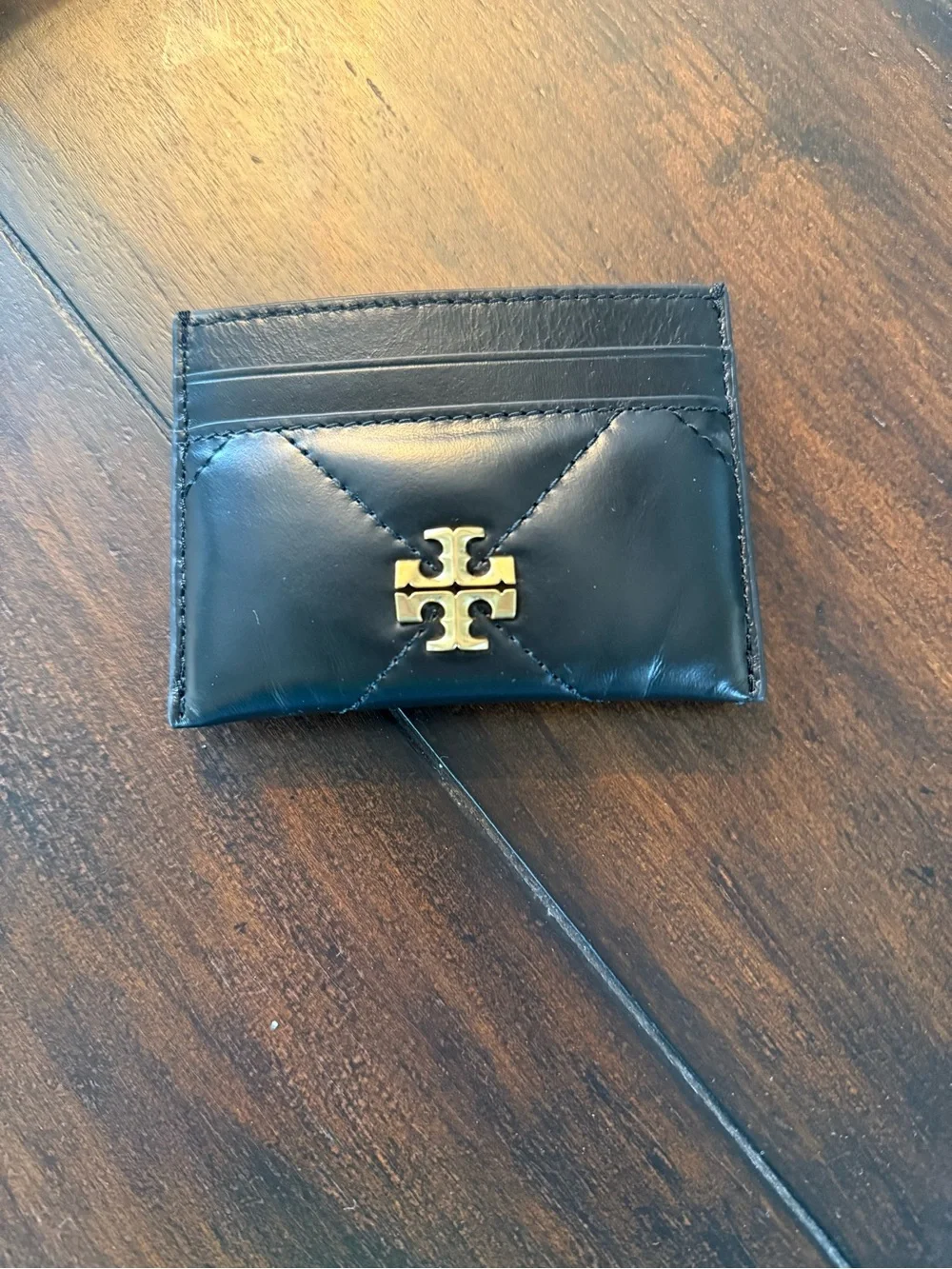 Tory Burch Black Quilted Leather Top-Handle Cosmetic Case with Gold Hardware